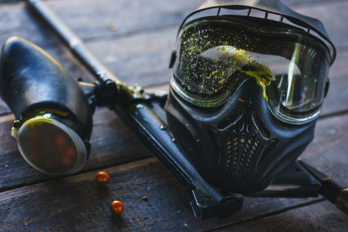 Special,Protective,Mask,For,Playing,Paintball,With,Traces,And,Spot - Milsim Games